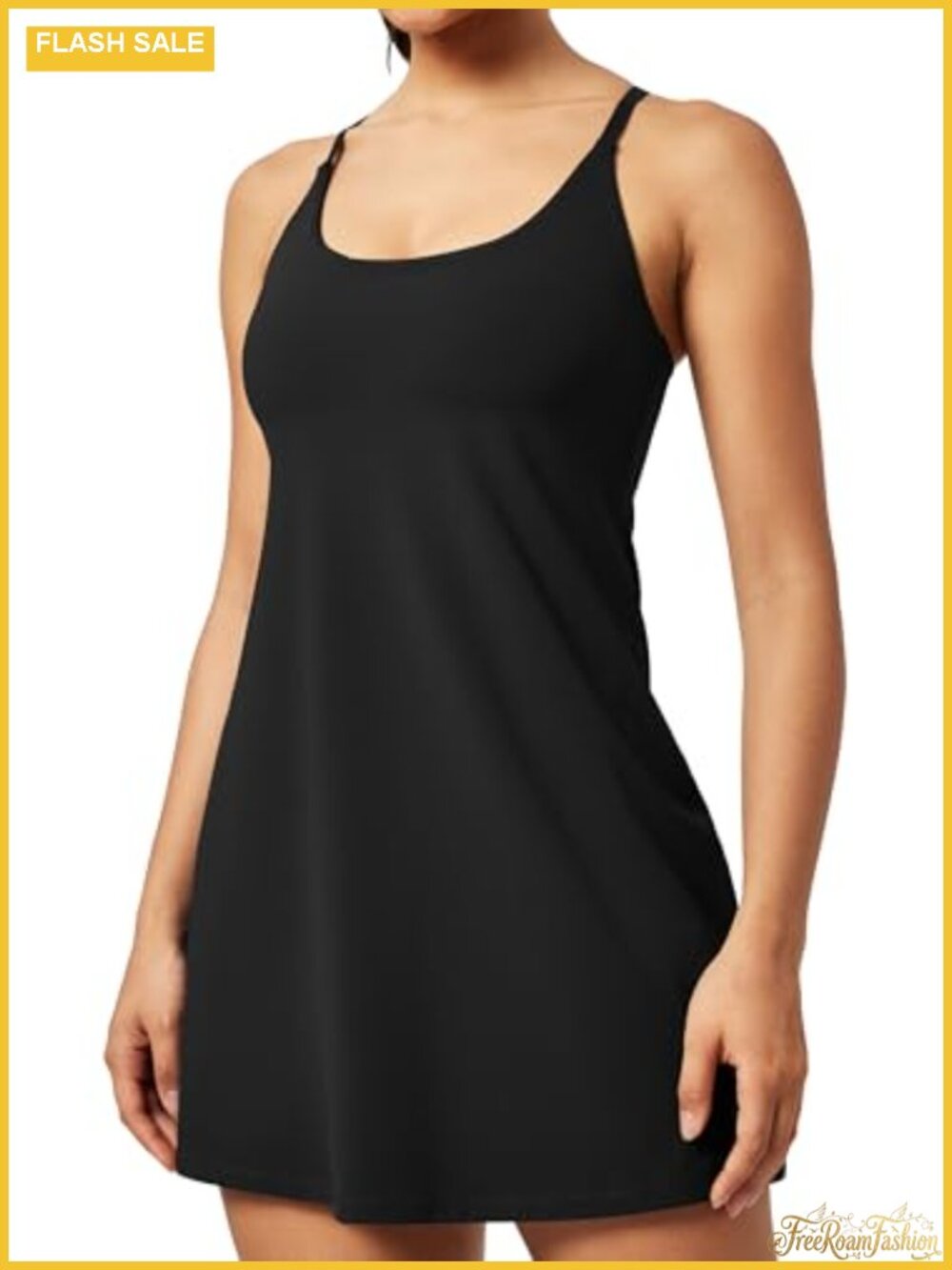 Women's Athletic Tennis Dress with Built-in Bra, Pull Down Shorts, Adjustable